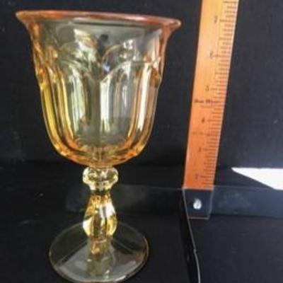 Quality Vintage Gold  Yellow Pressed Glass Set of 6