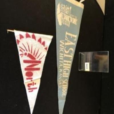 Very Cool Vintage Wichita, KS High School Pennants North & East High Redskins & Blue Aces