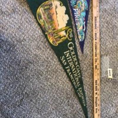 Vintage Souvenier Pennants Lot: Golden Gate Bridge San Fran & Pikes Peak