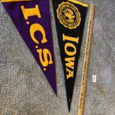 Vintage Iowa Collegiate Style Pennants Lot of Two
