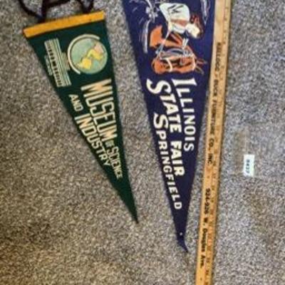 Vintage Felt Pennants: Illinois State Fair Springfield & Museum of Science & Industry 
