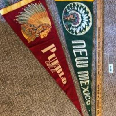 Rare Felt Pennants: Native American Themed New Mexico & Colorado Pueblo 