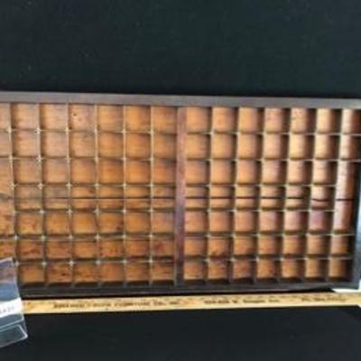 Antique Letterpress Wooden Type-Set Tray