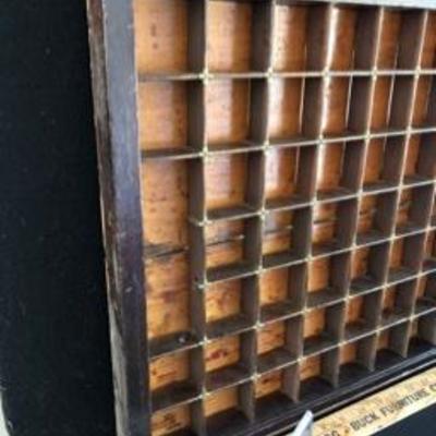 Antique Letterpress Wooden Type-Set Tray