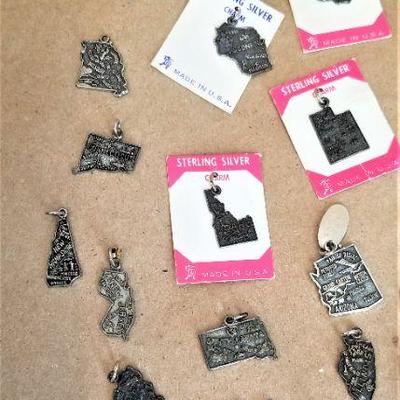 Lot #6  40 piece lot of Sterling Silver U.S. State Charms - new/old stock