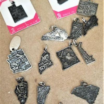 Lot #6  40 piece lot of Sterling Silver U.S. State Charms - new/old stock