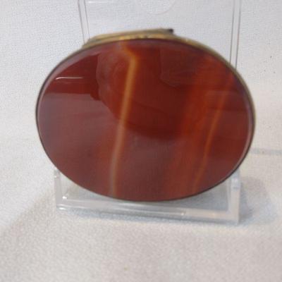 Vintage Agate and Brass Keepsake Box