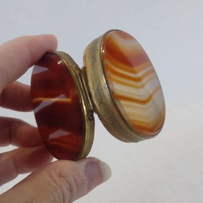 Vintage Agate and Brass Keepsake Box