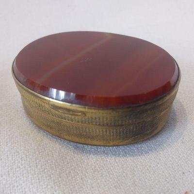 Vintage Agate and Brass Keepsake Box