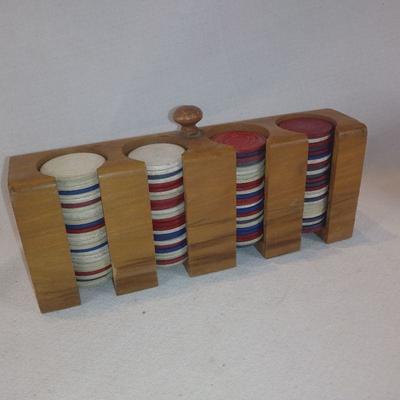 Old Poker Chips and Carrier
