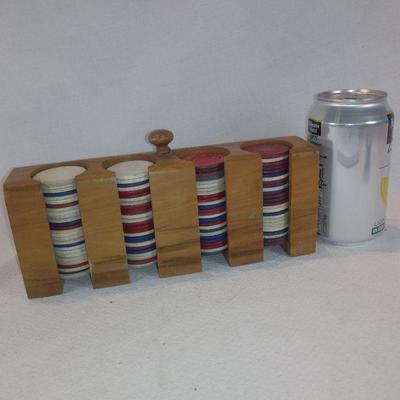Old Poker Chips and Carrier