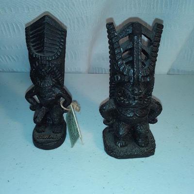 Pair Hawaiian Tiki Statues