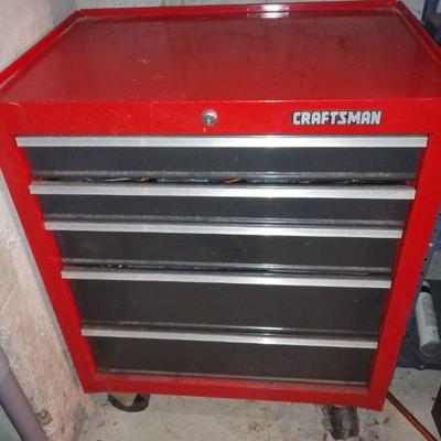 Lot: Craftsman 5 drawer tool chest, two carry tool boxes