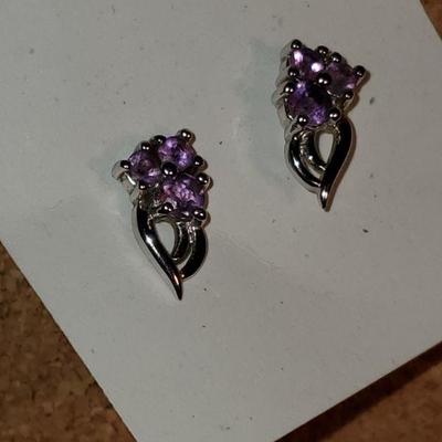 Purple Stone Sterling silver earrings 
