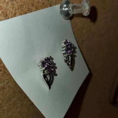Purple Stone Sterling silver earrings 