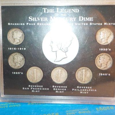 History of the Legend silver  Mercury Dime with real collectible dimes.