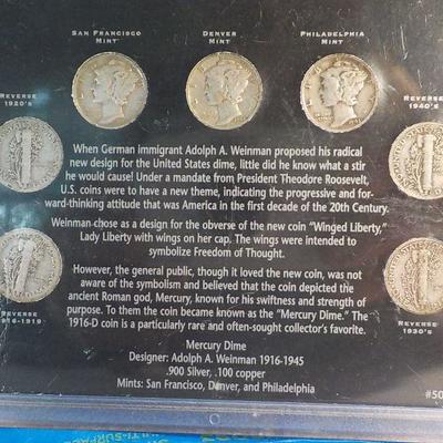 History of the Legend silver  Mercury Dime with real collectible dimes.