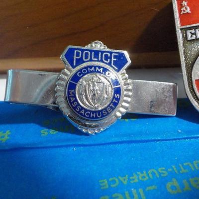 3 - Cool pins Russian, USA, and Ma. police tie clip.