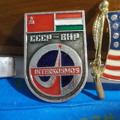 3 - Cool pins Russian, USA, and Ma. police tie clip.