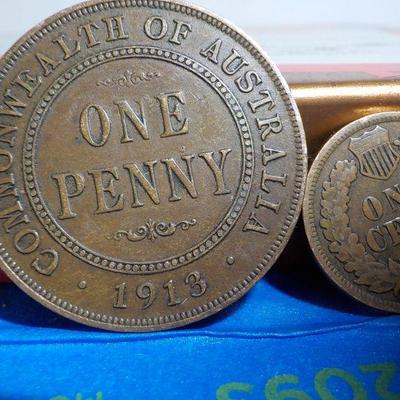 3- collector coins Indian head, British Coin, Egypt all 1900's.