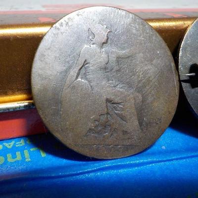 4 - collector items, BSA 1900's pin, Hop a long Cassidy and Nickel in bottle.