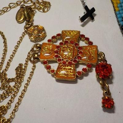 Native American Beaded Necklace, Danish cross necklace & prayer pin.