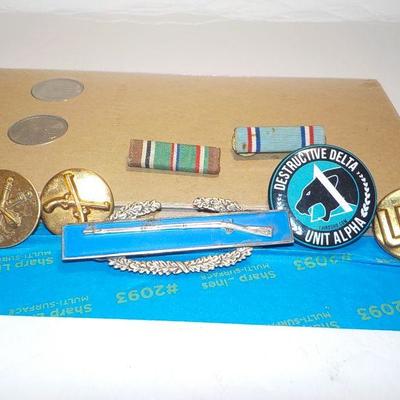 Coolest Military pins/ Under fire combat rifle pin(sterling), Delta pin, and others.