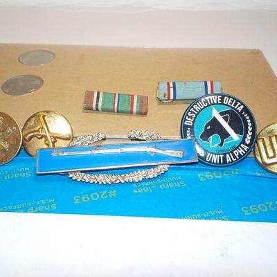 Coolest Military pins/ Under fire combat rifle pin(sterling), Delta pin, and others.