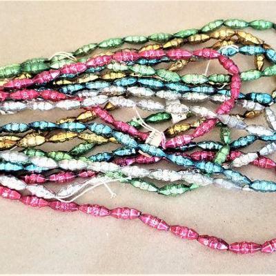 Lot #24  Lot of 5 Japanese Glass Bead tinsel strands - vintage Christmas