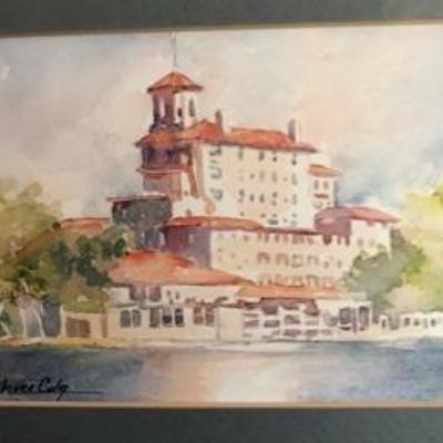 Framed Grouping of 4 Lora Coley Watercolor Sketches of the Broadmoore