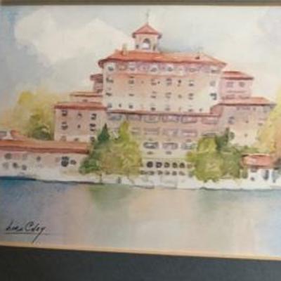 Framed Grouping of 4 Lora Coley Watercolor Sketches of the Broadmoore