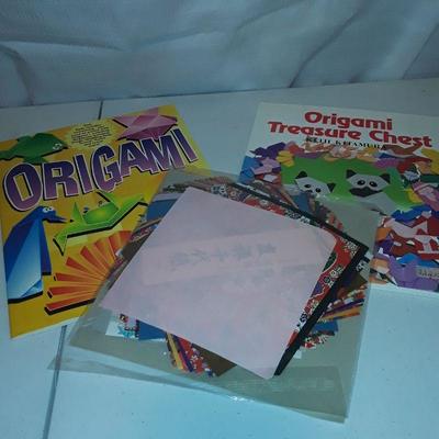 lot origami books and paper