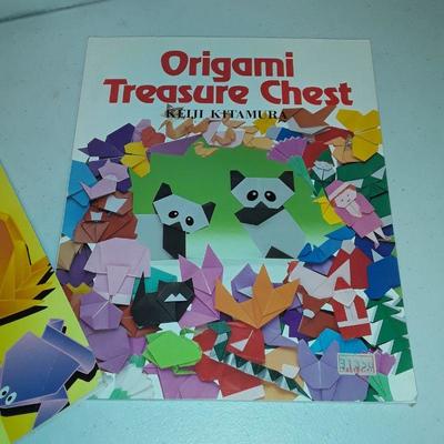 lot origami books and paper