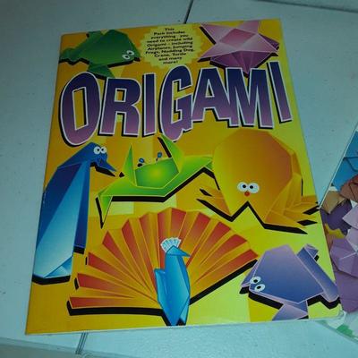 lot origami books and paper
