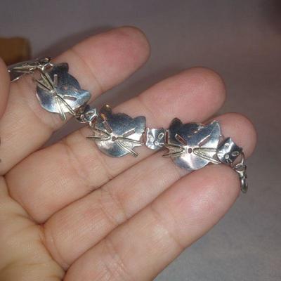 Sterling Silver Cat Bracelet