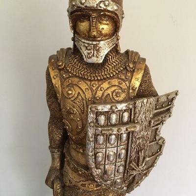 Vintage Large Wooden Gold Knight in Armor Statue