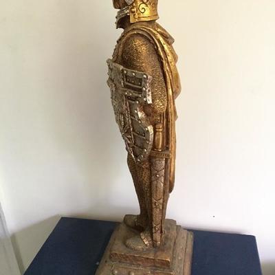 Vintage Large Wooden Gold Knight in Armor Statue