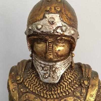 Vintage Large Wooden Gold Knight in Armor Statue