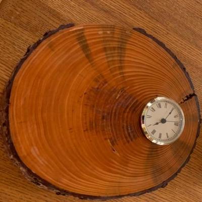 log slab with clock