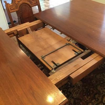D-101 Antique Spanish revival dining table and six chairs