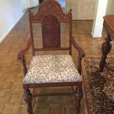 D-101 Antique Spanish revival dining table and six chairs