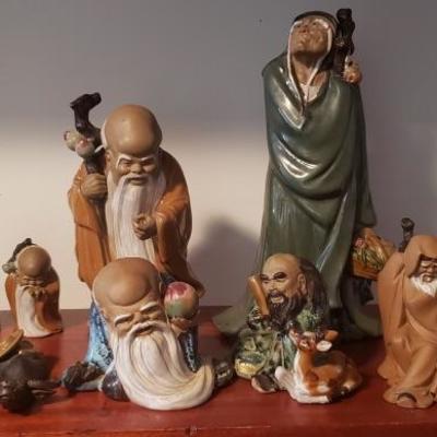 Vintage Chinese Mud Man Lot of 9 Mudmen