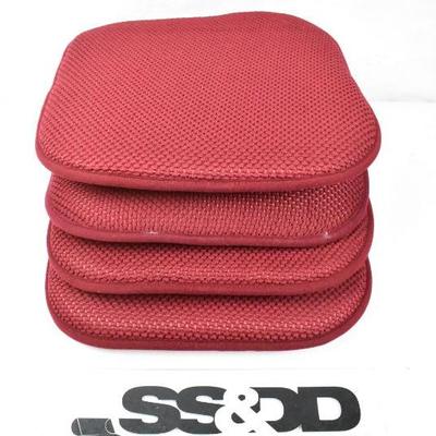 4 Chair Cushions, Maroon with Non-Slip Back 16