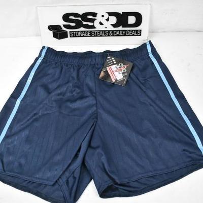Navy Athletic Shorts w/ Light Blue Stripes by Sportif, size Large 36