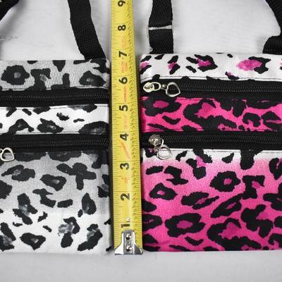 2 Small Purses, Animal Print (1)Pink/Black/White & (1)Gray/Black/White - New
