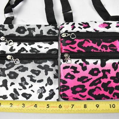 2 Small Purses, Animal Print (1)Pink/Black/White & (1)Gray/Black/White - New