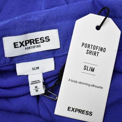 Purple/Blue Blouse by Express, Medium Portofino Slim Shirt - New