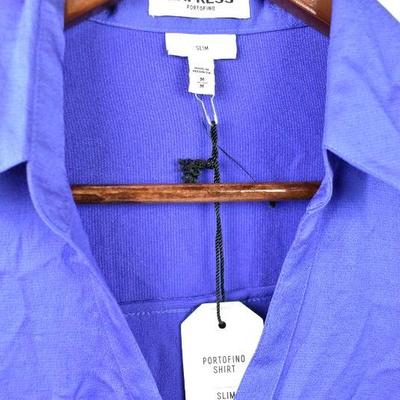 Purple/Blue Blouse by Express, Medium Portofino Slim Shirt - New