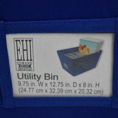 3 Fabric Utility Bins: 2 Blue 1 Cream, 9.75