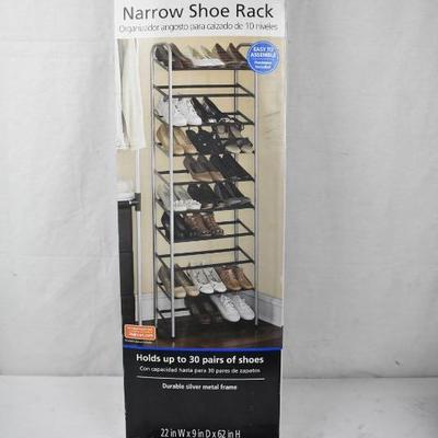 10-Tier Narrow Shoe Rack by Mainstays - New